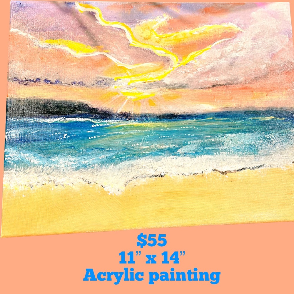 Sunset at the beach 11” x 14”

Acrylic painting